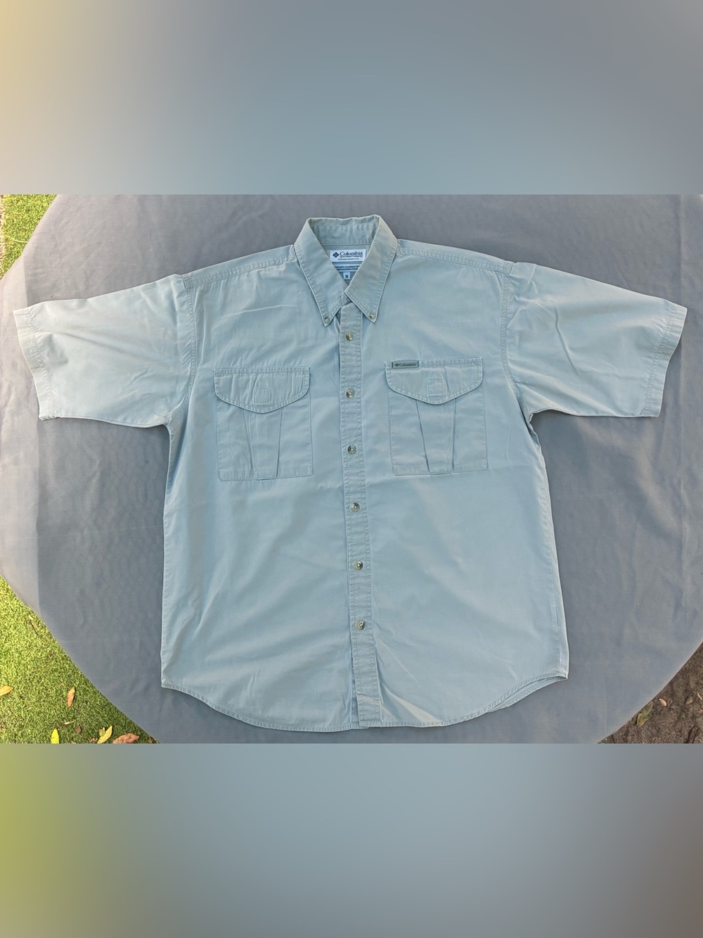 Columbia Light Blue Short-Sleeve Button-Down Utility Shirt